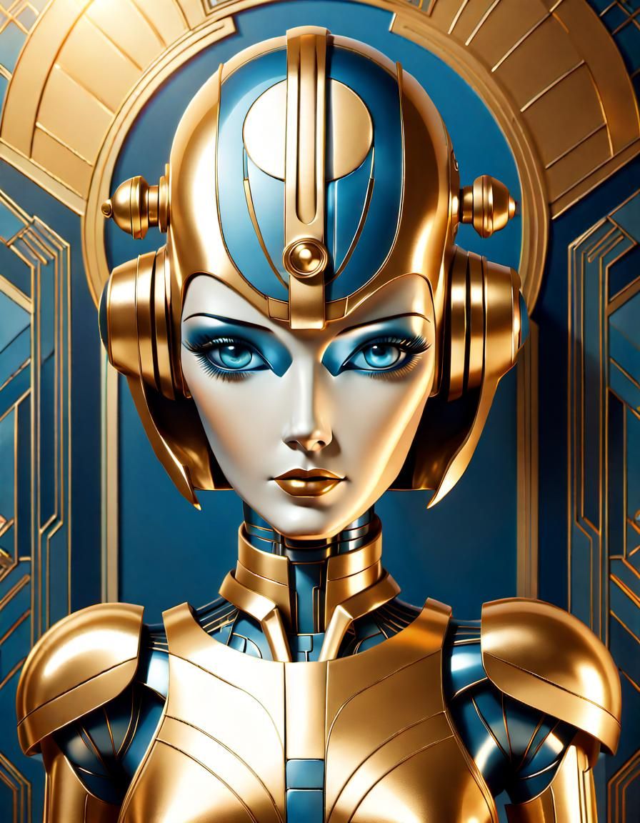 Beatiful Art Deco pattern Female Robot - AI Generated Artwork ...