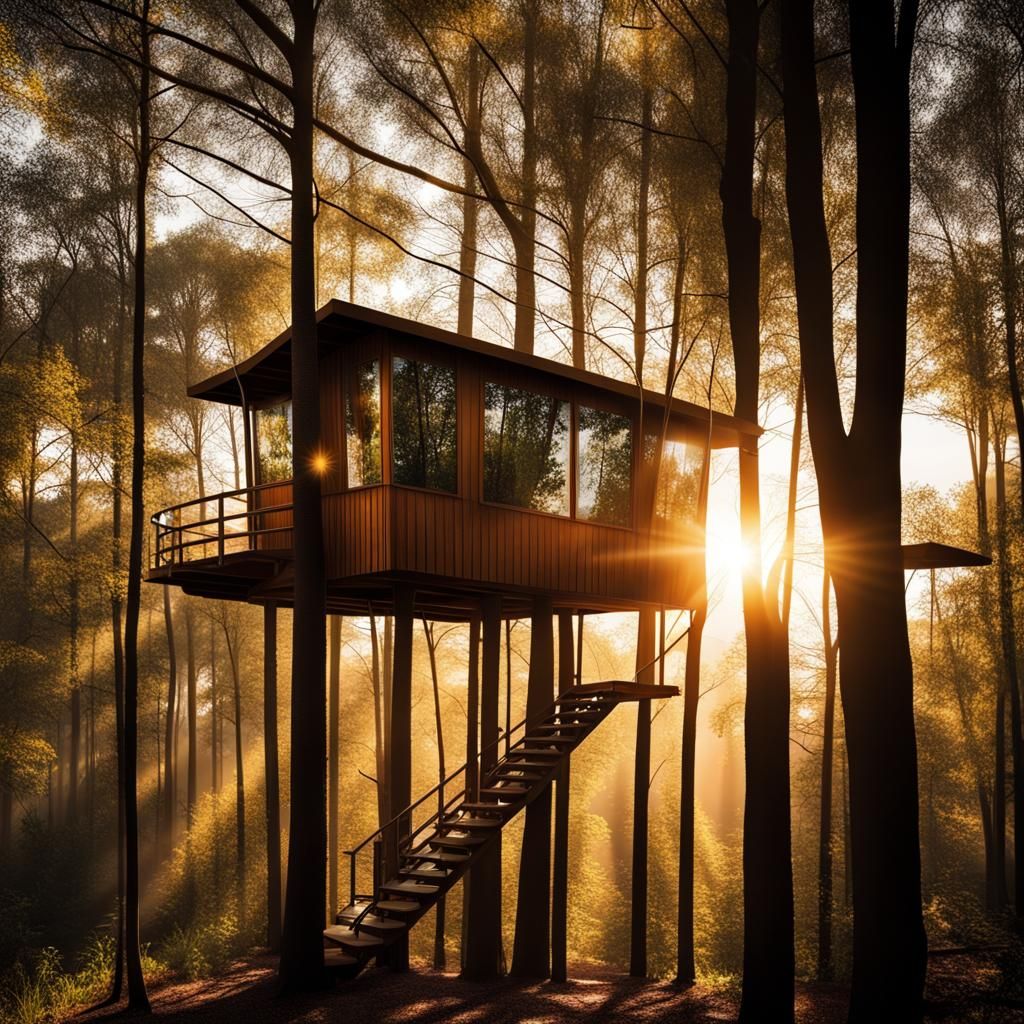 A PostModern Treehouse AI Generated Artwork NightCafe Creator