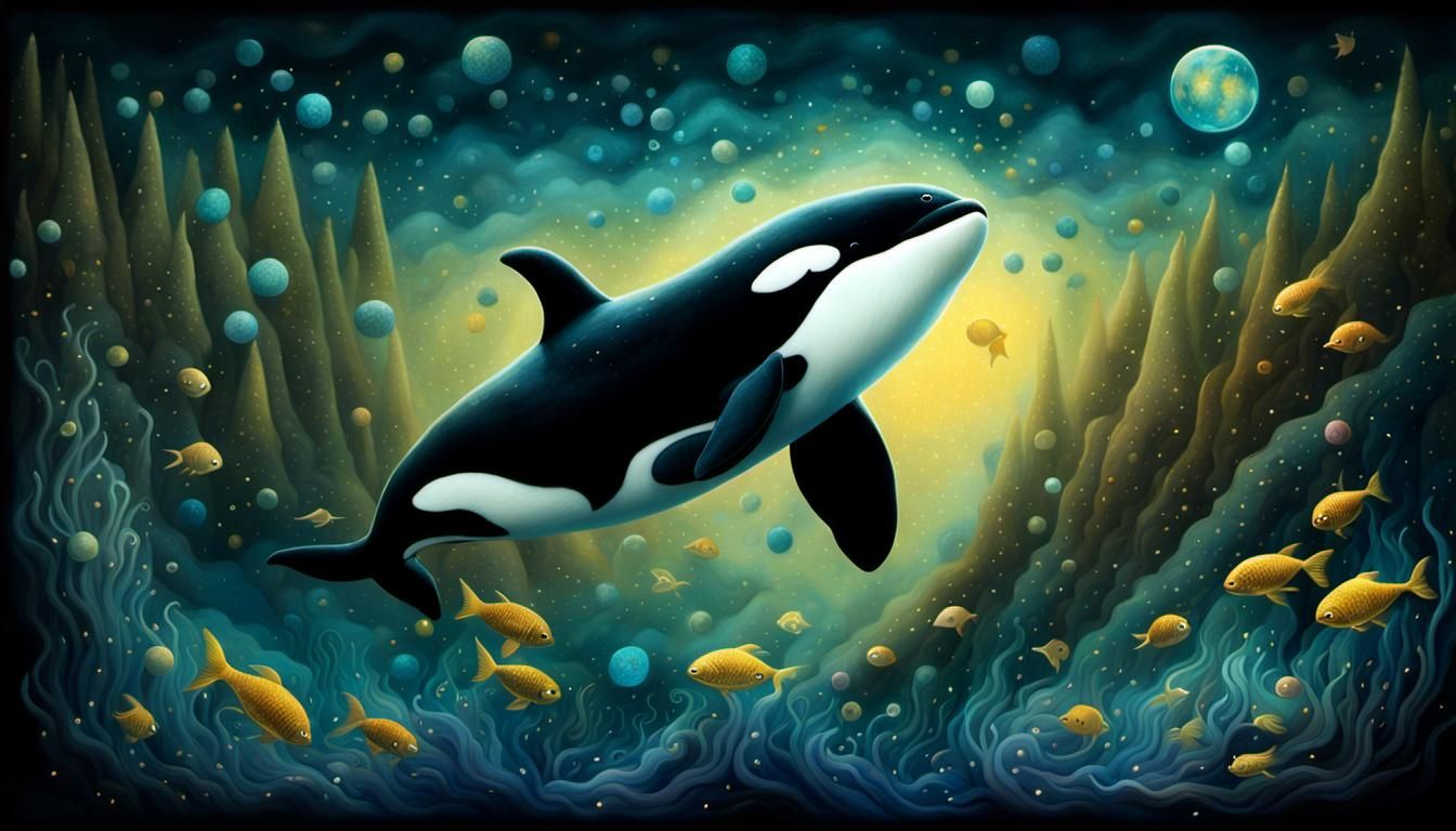 underwater scene orca