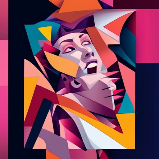 A psychedelic interpretation  of a beautiful woman head expl...