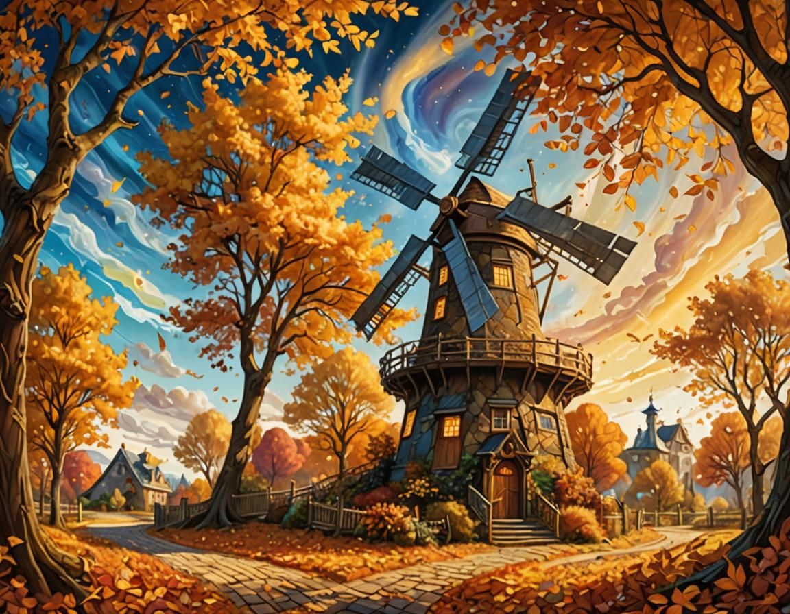 A whimsical windmill dances in the autumn breeze  by @Ipgorn