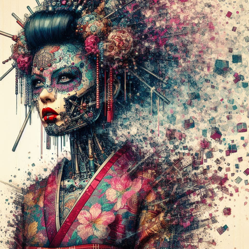 double exposure beautiful fantasy DALL-E 3 portrait landscap...