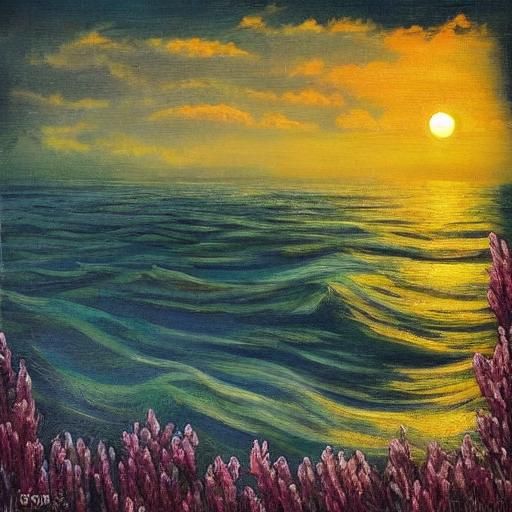 Impressionist Seascape at Dawn in Expressionist Style