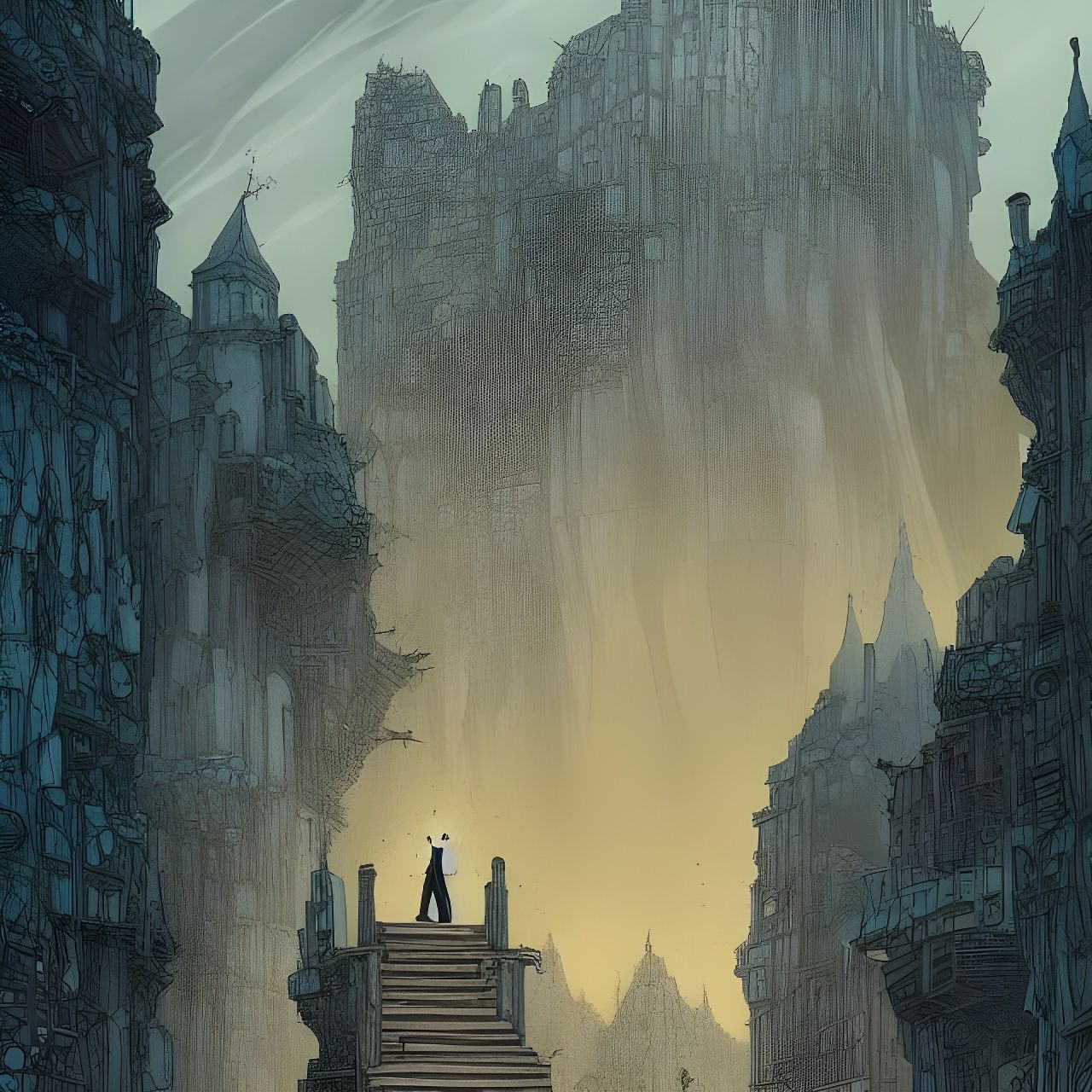 Lonely tower by Chris Riddell AI Generated Artwork NightCafe Creator