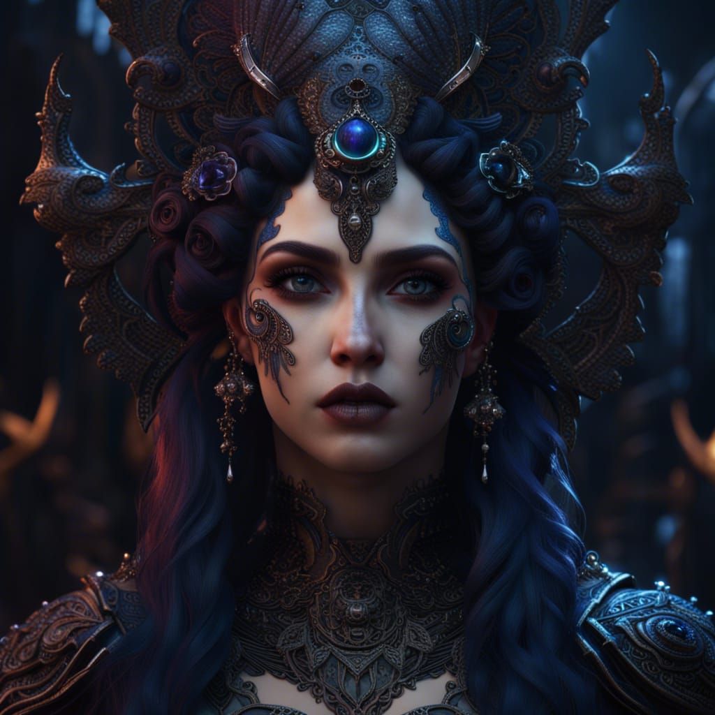 Goth Goddess in Detailed Matte Painting