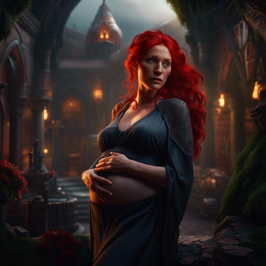 A pregnant woman with red hair - AI Generated Artwork - NightCafe Creator