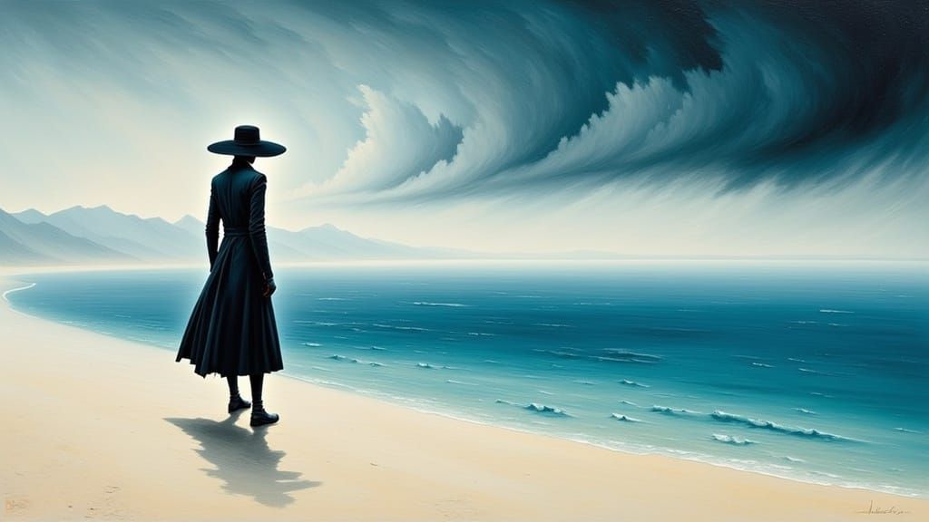  <lora:Mountainous Flux:1.0>Surreal Seaside by max ernst