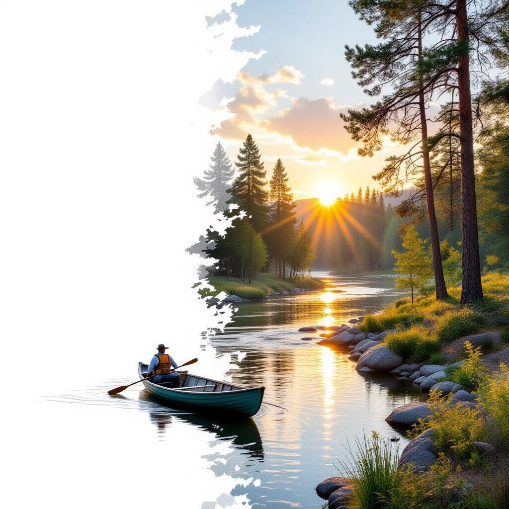 Bioluminescent Double Exposure Nature Scene