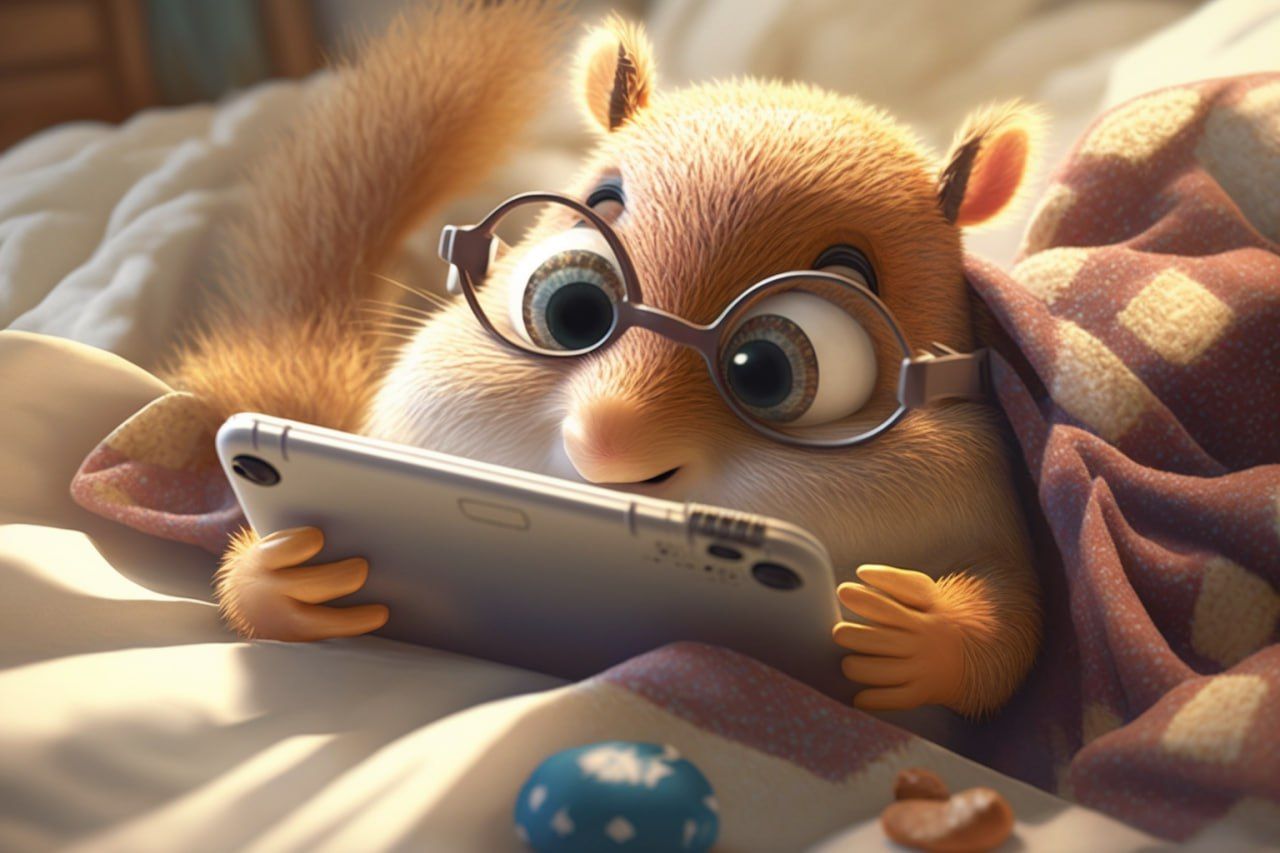 Chipmunk with smartphone
