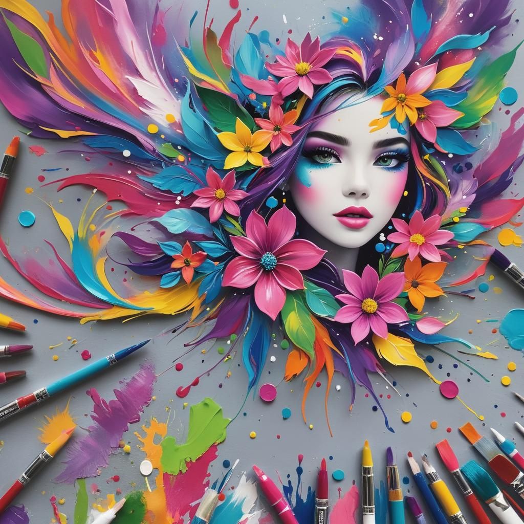 Blooming Creativity: A Vibrant Explosion of Color and Imagination  by @Phantazia