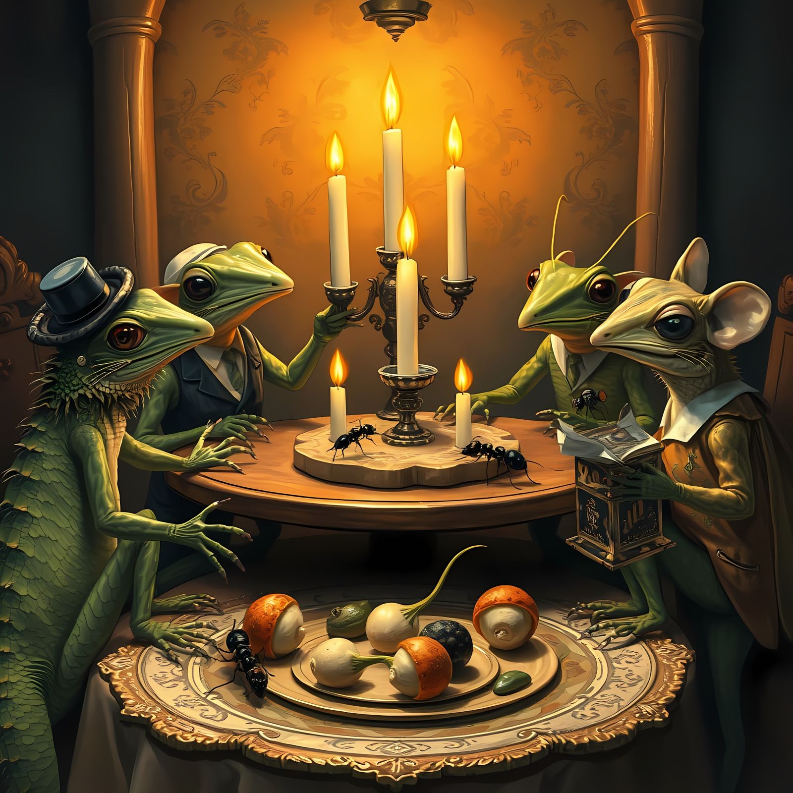 Lizards eat Shabbat meal  by @DOS