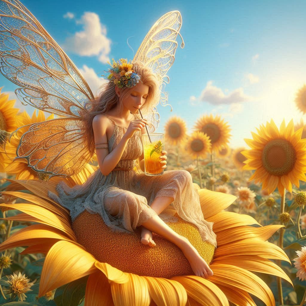 Enjoying Sunflower Juice