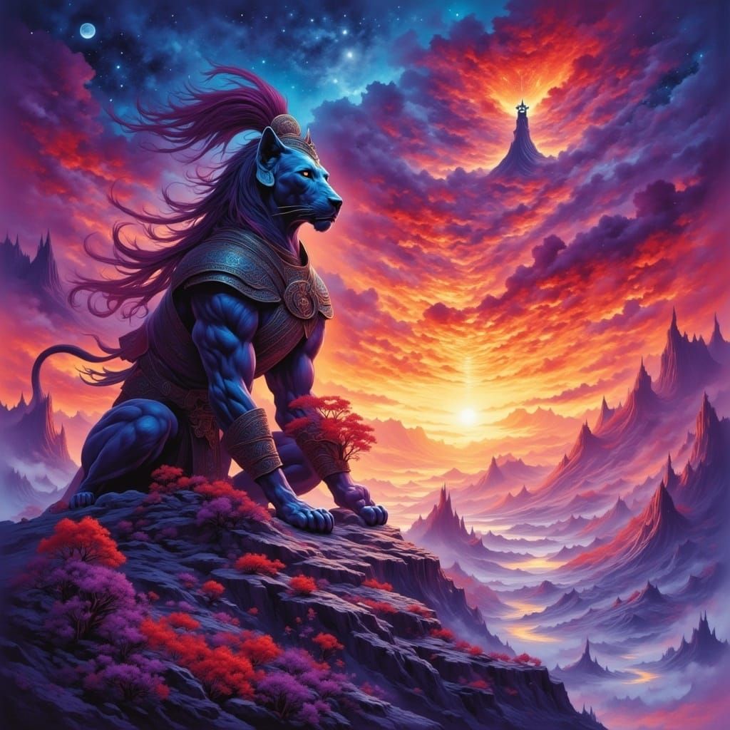 <lora:EpicFlux:1.0> Sphinx, Watercolour, Landscape, moody sky, splash art, acrylic, high contrast, colorful polychromatic, ultra detailed, u...