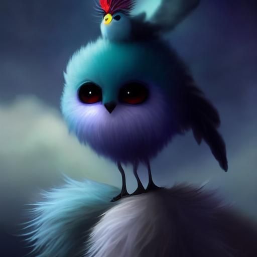 Cute And Fluffy Tiny Baby Bird By Andy Kehoe And Tim Burton. Big Sad 