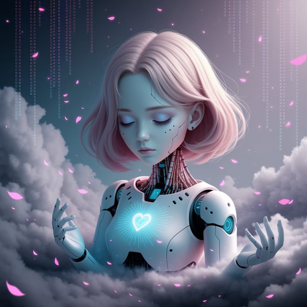 Ethereal Android Girl with Inner Light