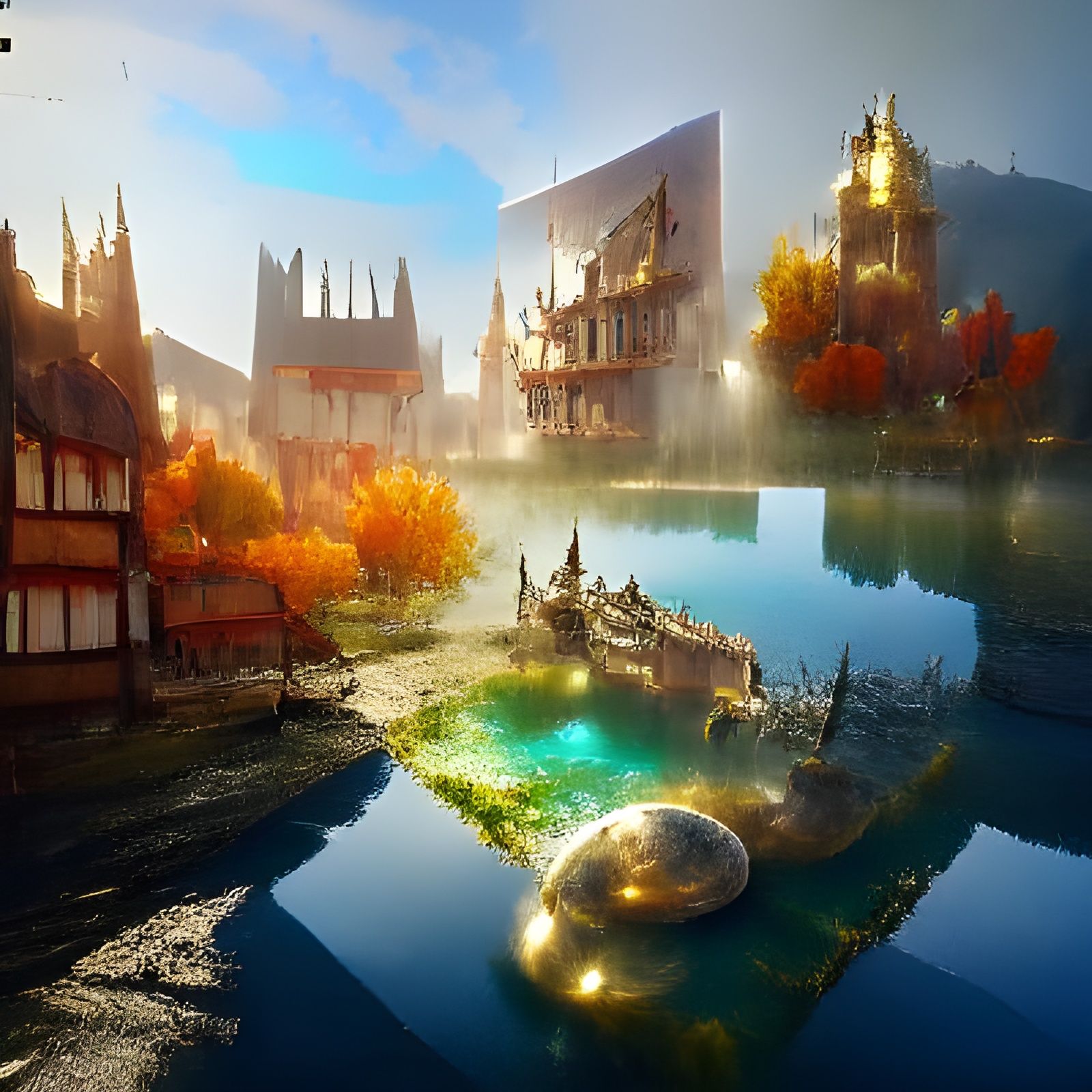 fantasy medieval city art