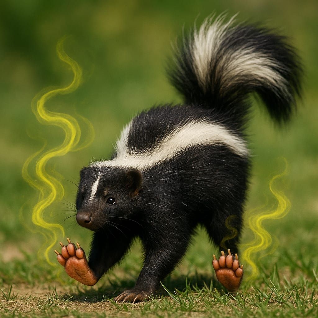 A skunk with stinky feet.