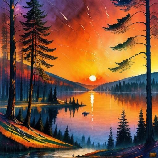 __Evolve It Challenge #2
Challenge hosted by DS_Lyoko @DS_Lyoko__

Sunset over the lake, forest background, ...  by @NMZ 