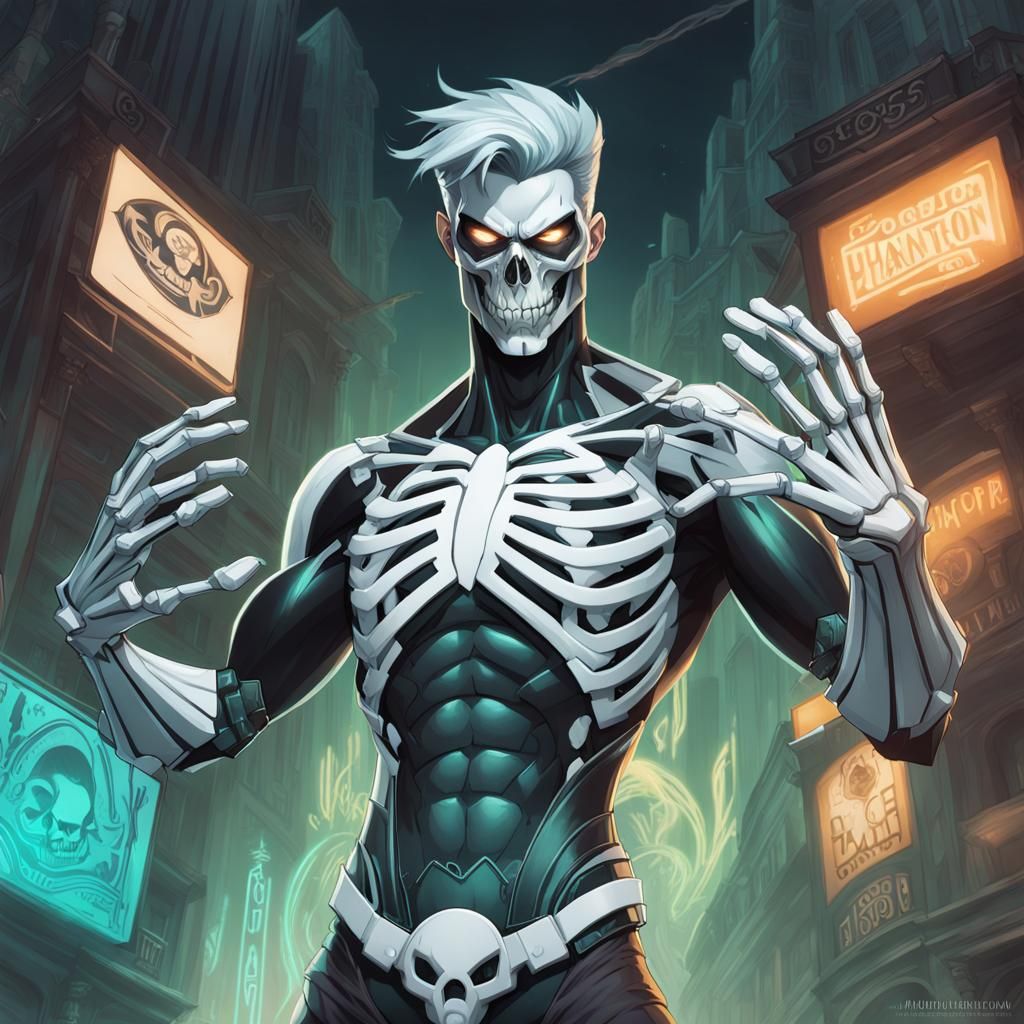 Danny Phantom, His chest is protected by a ribcage-like curu...