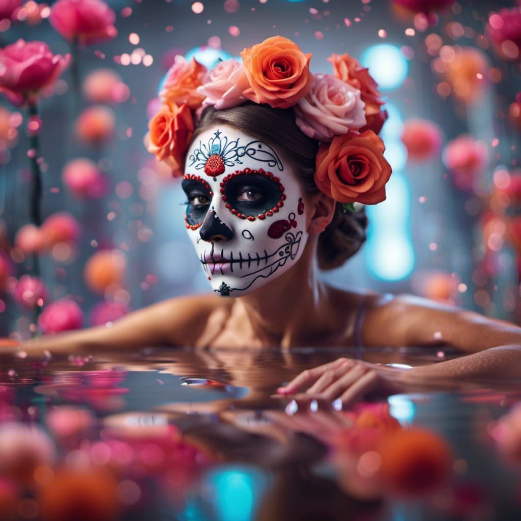 Dia de los muertos Roses - AI Generated Artwork - NightCafe Creator