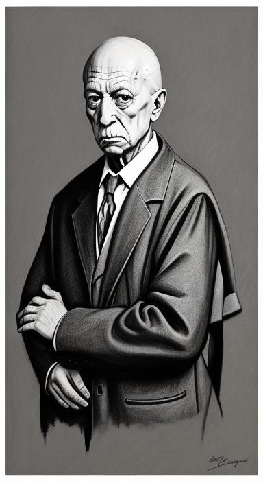 Pablo Picasso digital art charcoal drawing chalk art collage