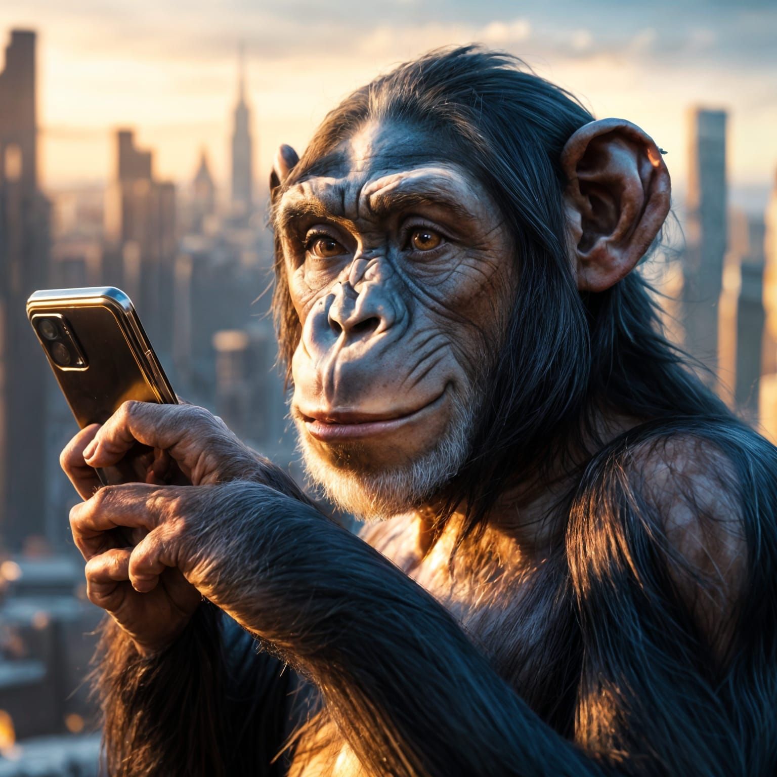 Chimpanzee Takes Selfie with Smartphone