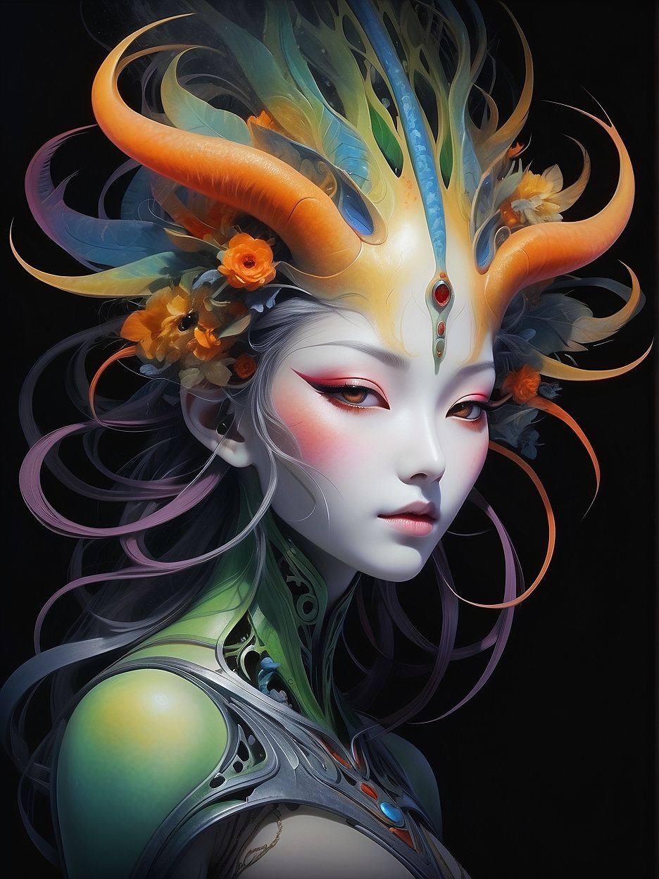 Surreal botanical woman portrait