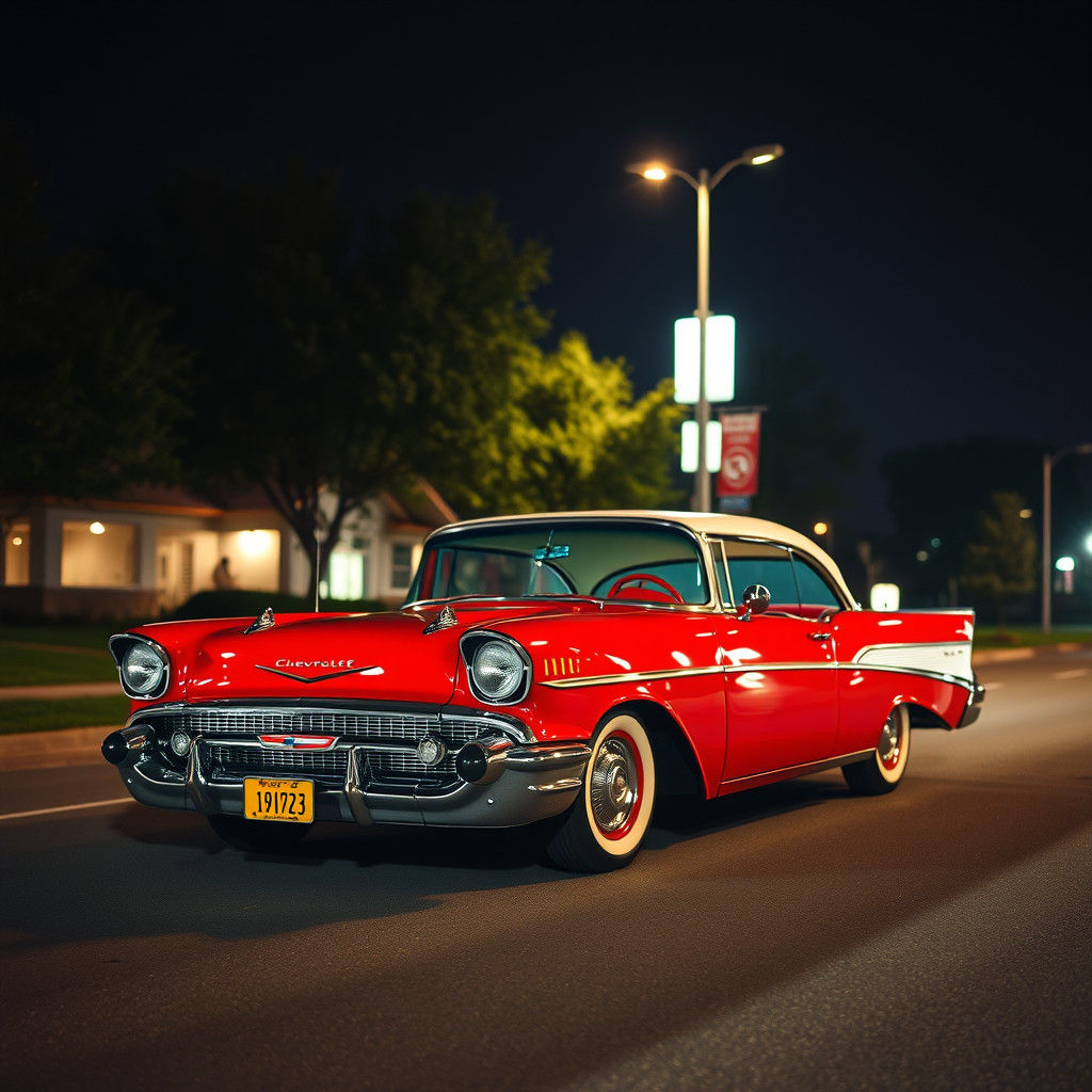 a red 1957 Chevrolet Bel Aire