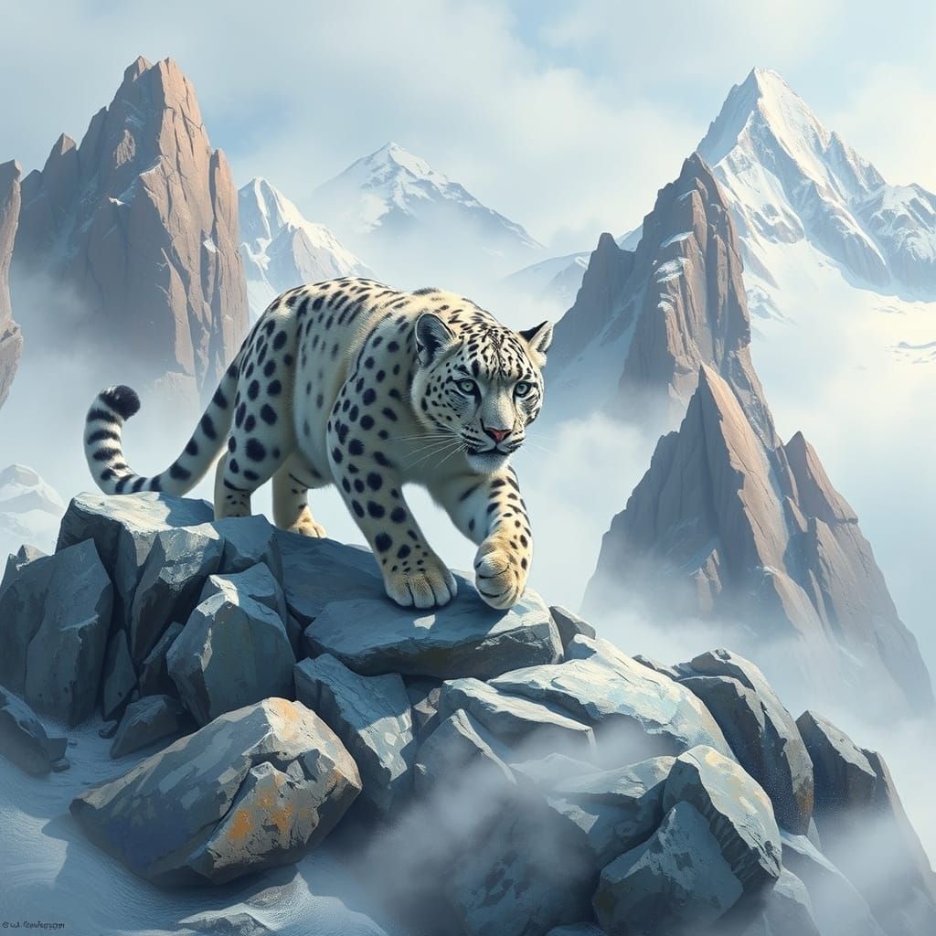A snow leopard, also known as the "ghost of the mountains".
