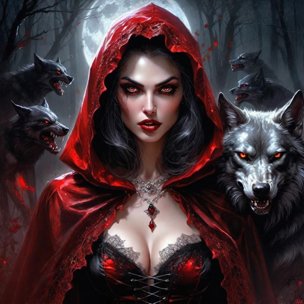 Vampire Red Riding Hood - AI Generated Artwork - NightCafe Creator