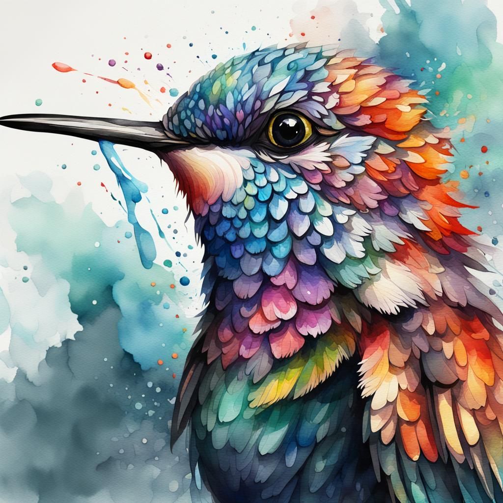 Watercolor Hummingbird