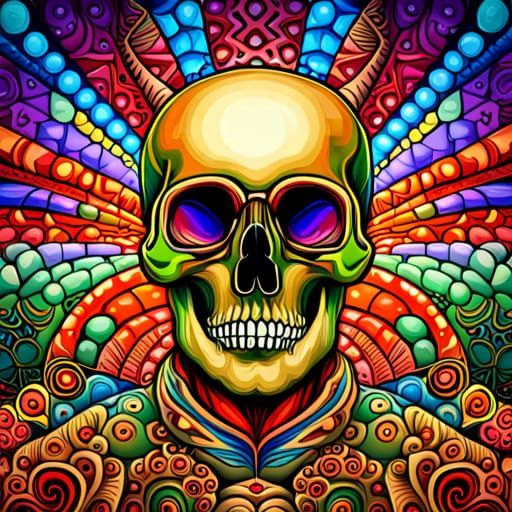 Psychedelic Skeleton Paladin Skull, intricate, complex, sophisticated ...