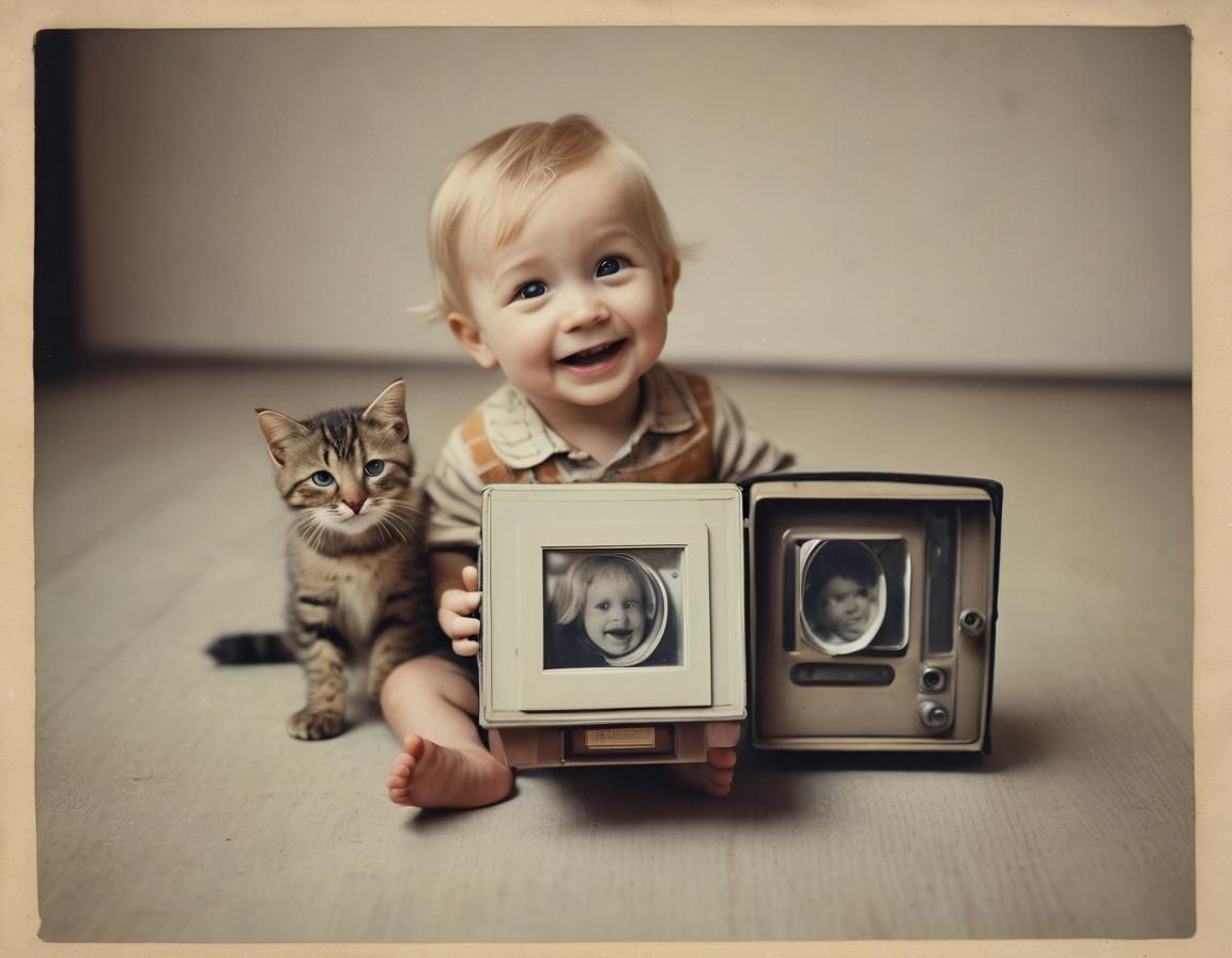 cute toddler with a happily surprised face because he got a ...