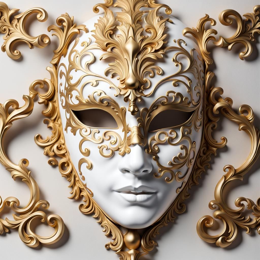A stunning and intricate Venetian mask, meticulously crafted...