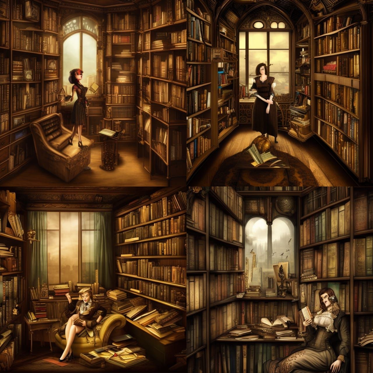 The Acerbic Librarian In Her Library - AI Generated Artwork - NightCafe ...