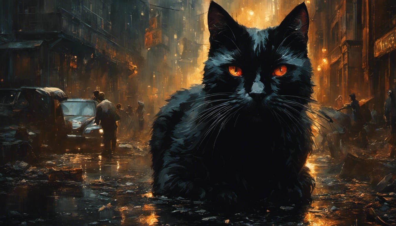 Giant black cat 2 - AI Generated Artwork - NightCafe Creator