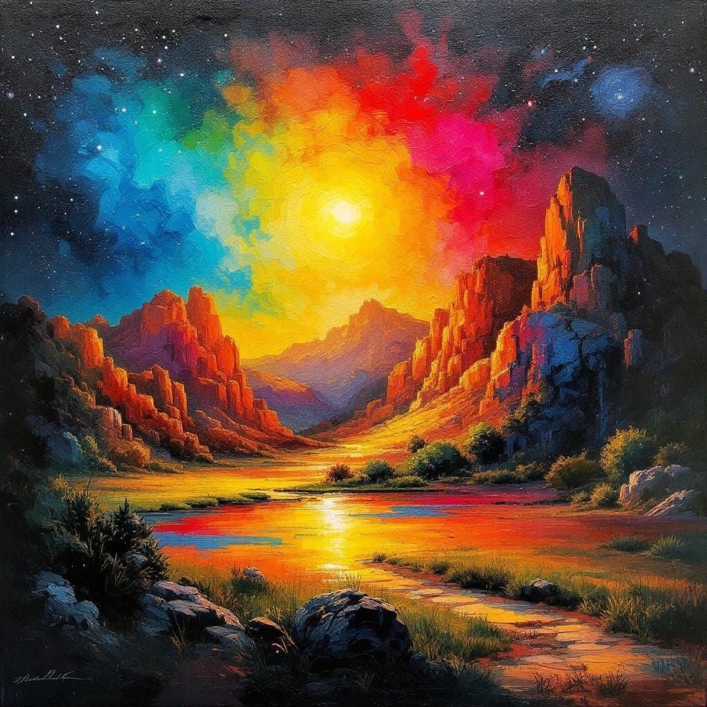 Figure in Field Bathed in Sunlight: Dramatic Realism