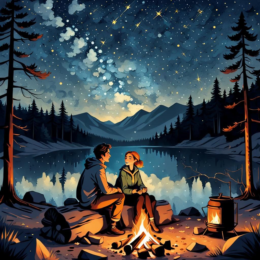 Warmth is a common ingredient for Love, Campfire, And stars beyond the sky  by @Minere II