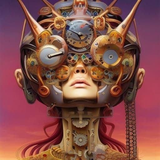 Clockwork mechanism, intricate elaborate clock, Rim lighting...