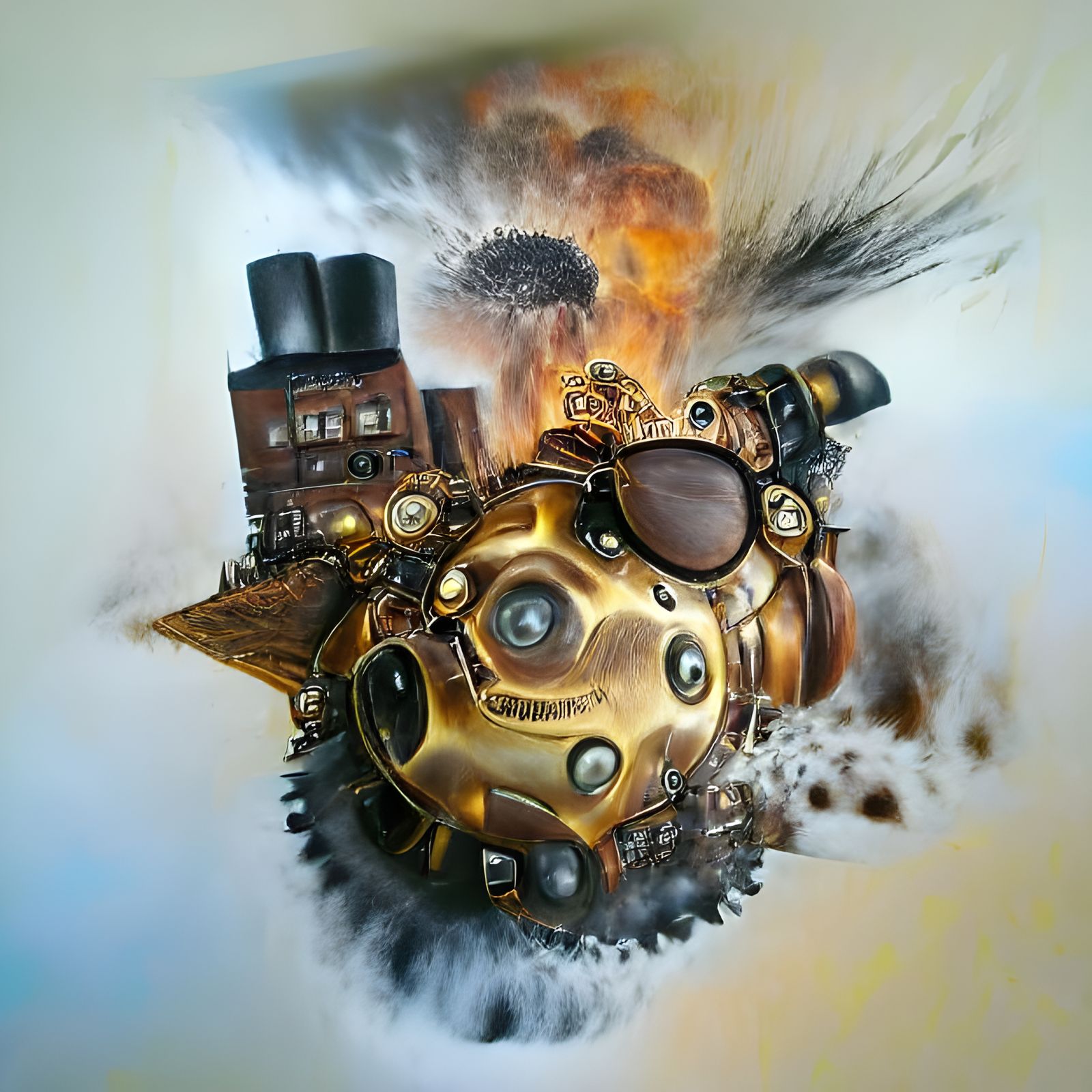 Steampunk Explosion, photorealism