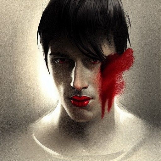 A hyper realistic portrait of a young man with short black h...