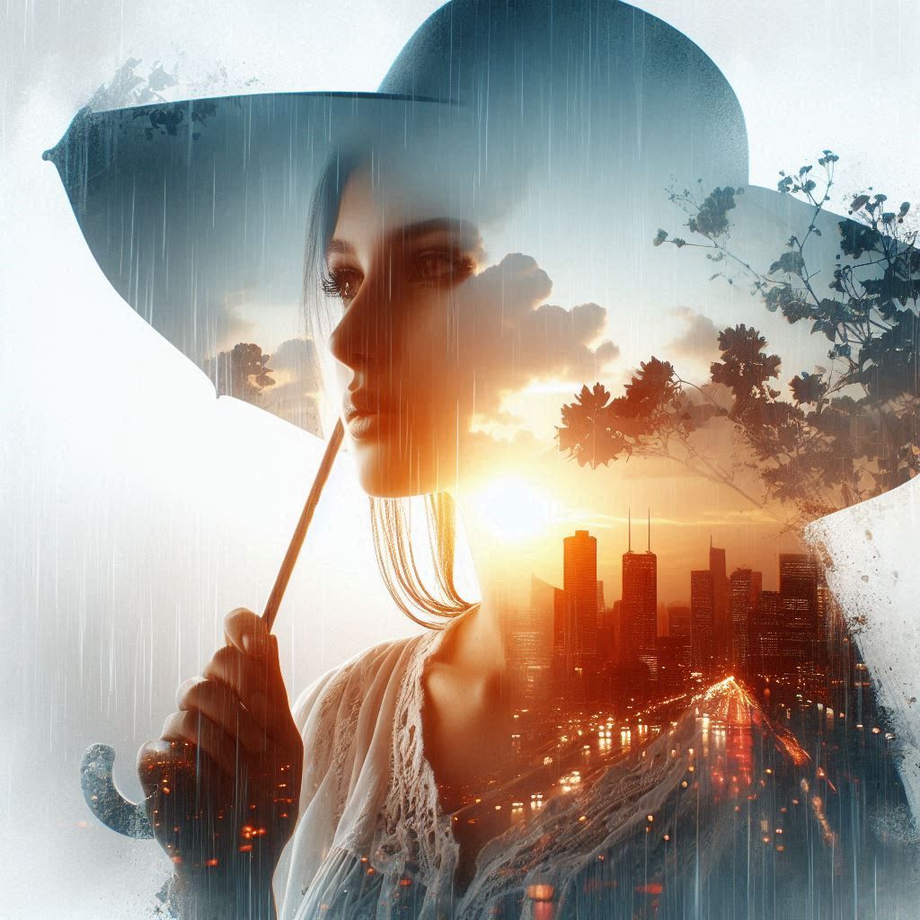 double exposure beautiful fantasy portrait landscape..