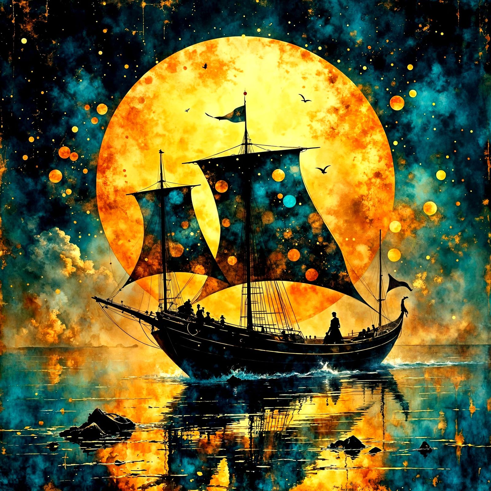 Schooner at moonrise  by @OneMich01