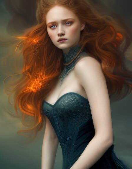 Witch with wavy red hair 9