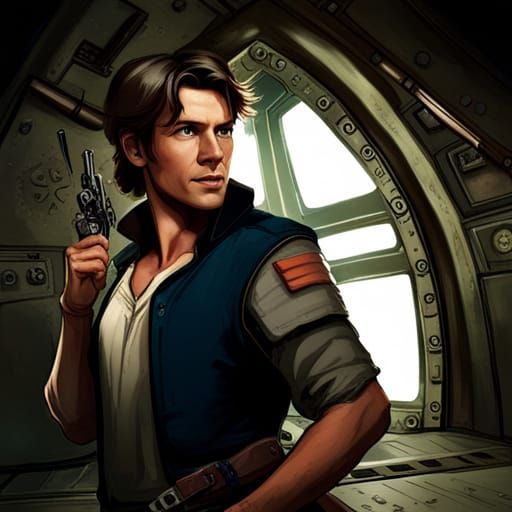 space pirate, sci-fi rogue, space adventurer, Han Solo