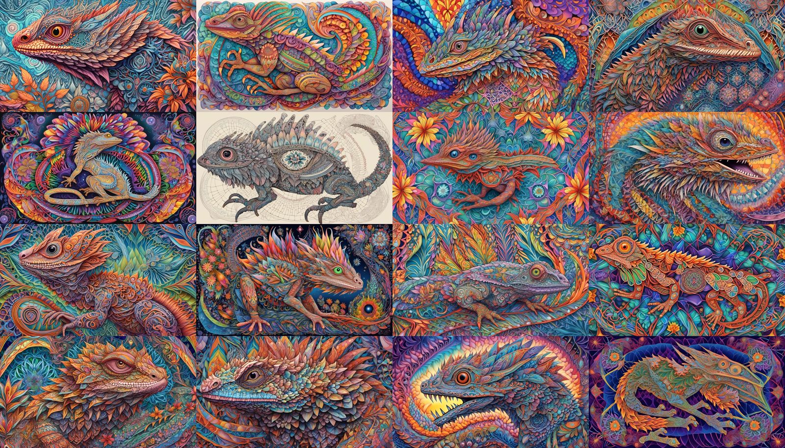 <lora:Fractalicious:1.0>, Frilled neck lizard, 396 Hz Mixoly...