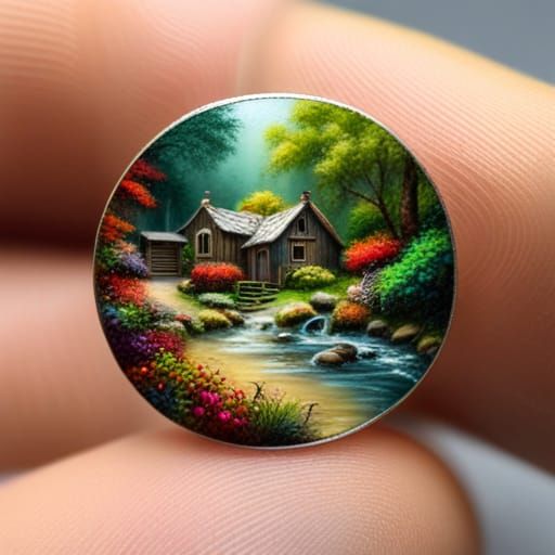 Miniature cabin in the woods