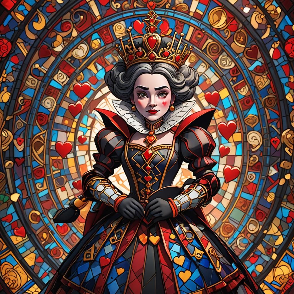 The queen of hearts, Stained glass 4 - AI Generated Artwork - NightCafe ...