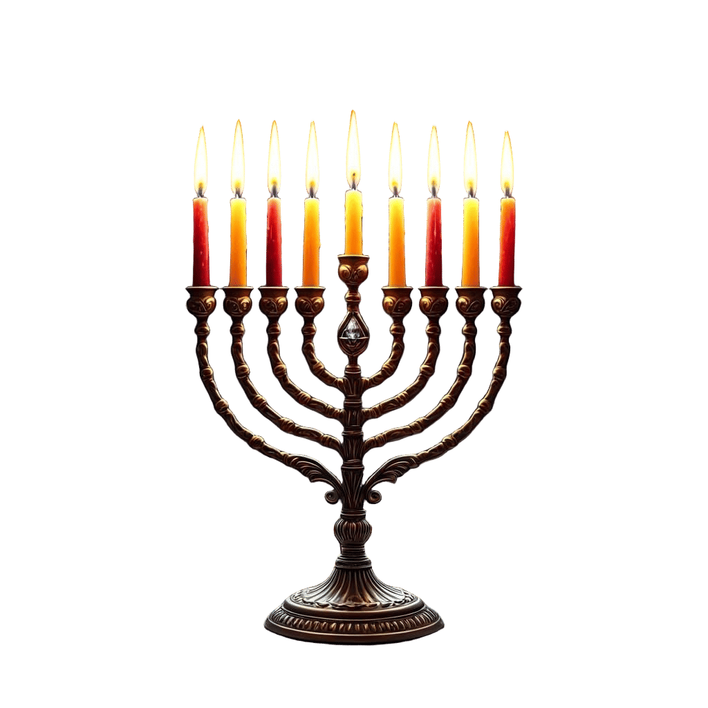 Illuminated Hanukkah Menorah with Radiant Light