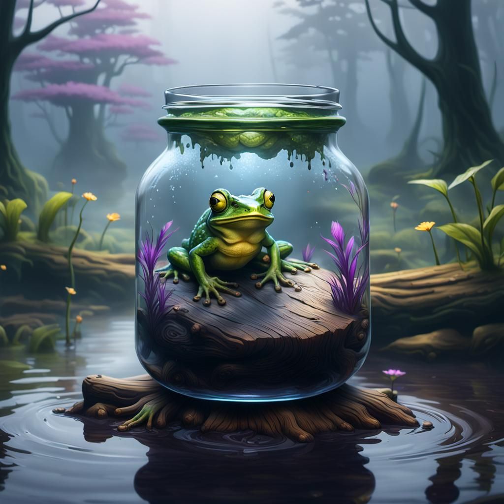 IN A JAR A FROG ON A LOG WITH FOG